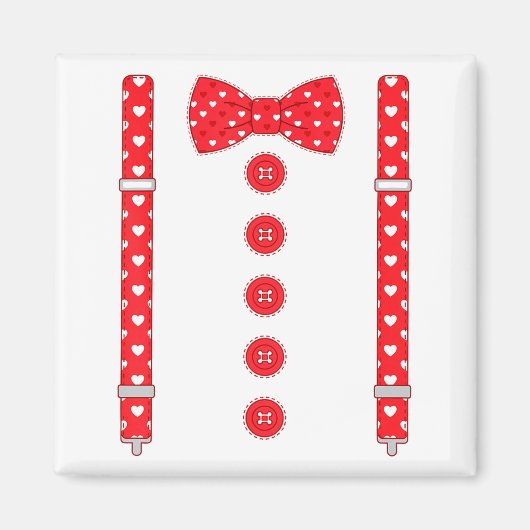 Aimant Funny Hearts Bow Tie Suspenders Valentine's Day Co (Devant)