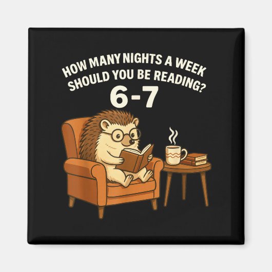Aimant Funny Hedgehog Reading Book 67 Six Seven Meme  (Devant)