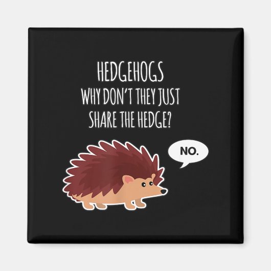 Aimant Funny Hedgehogs Why Don't They Just Share The Hedg (Devant)