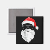 Aimant Funny Hipster Santa Face With Hat Beard &amp; Gles (Recto/Verso)
