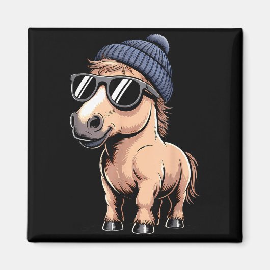 Aimant Funny Horse In Retro Style - Farm Humour Ny Funny  (Devant)