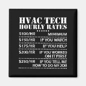 Aimant Funny Hvac Tech Hourly Rate Chart Men Women (Devant)