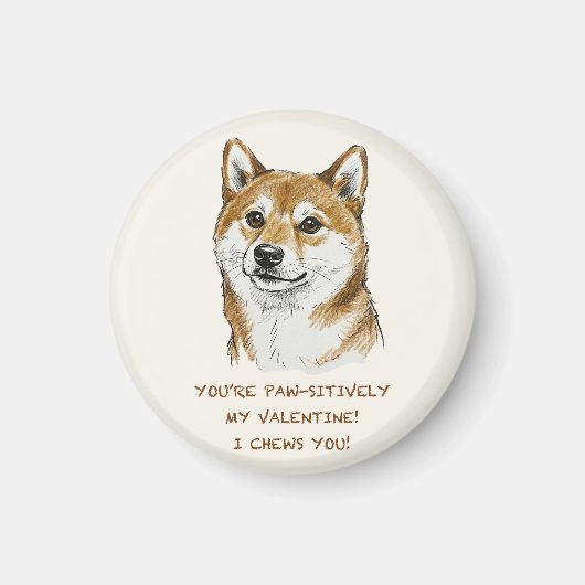 Aimant Funny "I Chews You" Shiba Inu Valentine's Day Art (Devant)