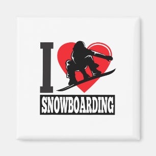 Aimant Funny I Love Snowboard - Amateurs de neige Cadeau