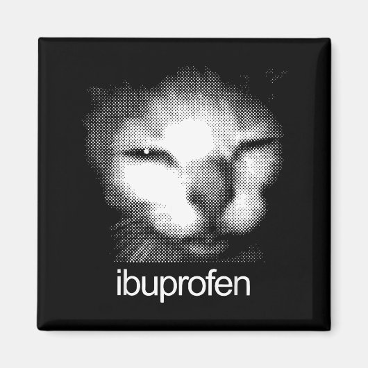Aimant Funny Ibuprofen Cat Meme Retro Ugly Cat Face Mens  (Devant)