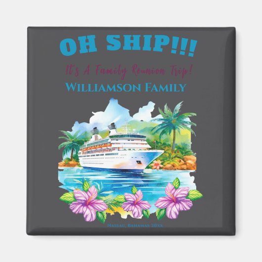 Aimant Funny Island Cruise Ship Family Reunion  (Devant)