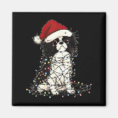 Aimant Funny Japanese Chin Christmas Graphics Dog Lights  (Devant)