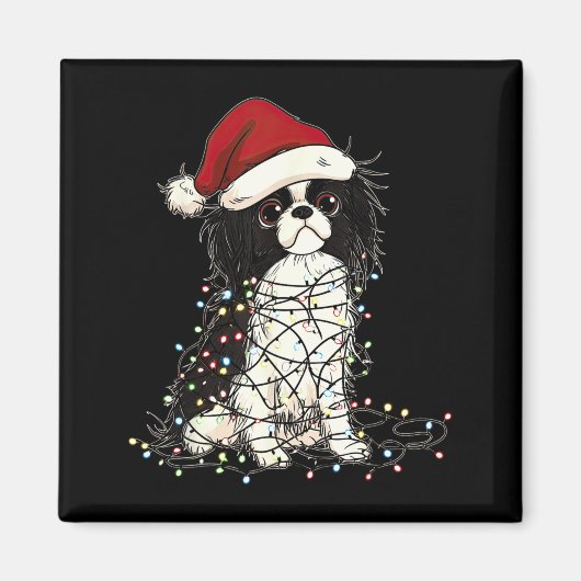 Aimant Funny Japanese Chin Christmas Graphics Dog Lights  (Devant)