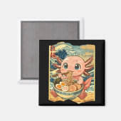Aimant Funny Kawaii Axolotl Ramen Noodle Bowl Japanese Wa (Recto/Verso)