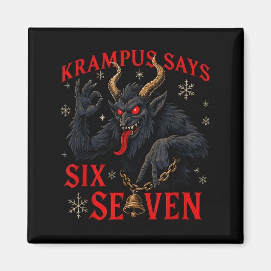 Aimant Funny Krampus Says Six Seven 6 7 Meme Christmas Xm (Devant)