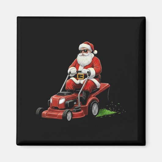Aimant Funny Lawn Mower Santa Christmas Graphic Mowing La (Devant)