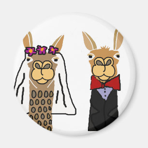 Aimant Funny Llama Mariée et Mariage de chambre