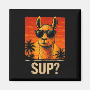 Aimant Funny Llama Sup Meme Sunset Beach Cool Animal Homm