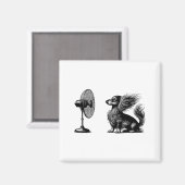 Aimant Funny Long Haired Dachshund Dog With Fan Doxie Wie (Recto/Verso)