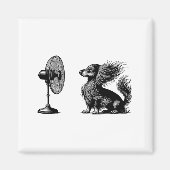 Aimant Funny Long Haired Dachshund Dog With Fan Doxie Wie (Devant)