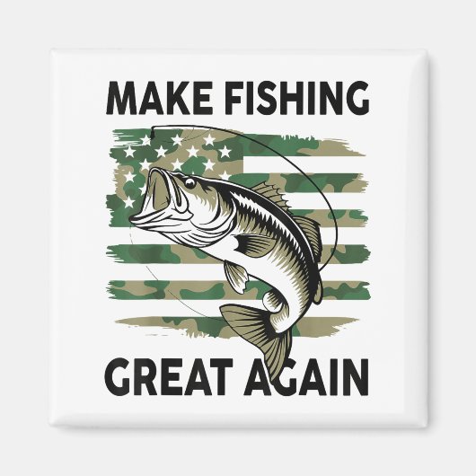 Aimant Funny Make Fishing Great Again Camo B Fish America (Devant)