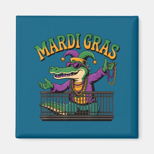 Aimant Funny Mardi Gras Gator New Orleans Party Squad Bea (Devant)
