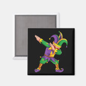 Aimant Funny Mardi Gras Outfit Dabbing Jester New Orleans (Recto/Verso)
