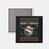 Aimant Funny Merry Fishmas B Fishing Christmas Ugly Sweat (Recto/Verso)