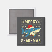 Aimant Funny Merry Sharkmas Christmas Shark Humor  (Recto/Verso)