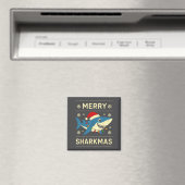 Aimant Funny Merry Sharkmas Christmas Shark Humor  (In Situ (Lave-vaisselle))
