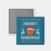 Aimant Funny Merry Swishmas Basketball Christmas Reindeer (Recto/Verso)