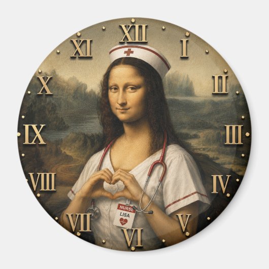 Aimant Funny Mona Lisa Nurse RN & Nursing Office Decor (Devant)
