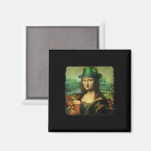 Aimant Funny Mona Lisa St. Patricks Shamrock de la journé (Recto/Verso)