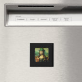 Aimant Funny Mona Lisa St. Patricks Shamrock de la journé (In Situ (Lave-vaisselle))