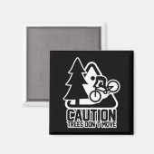 Aimant Funny Mountain Biking Warning - Caution Trees Do N (Recto/Verso)