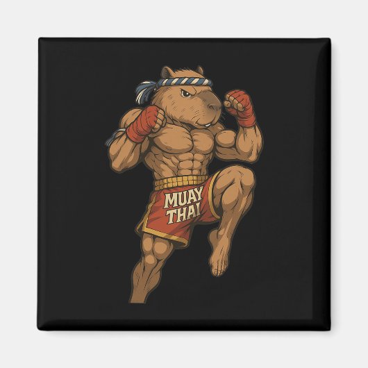 Aimant Funny Muay Thai Capybara Thai Boxe Arts martiaux (Devant)
