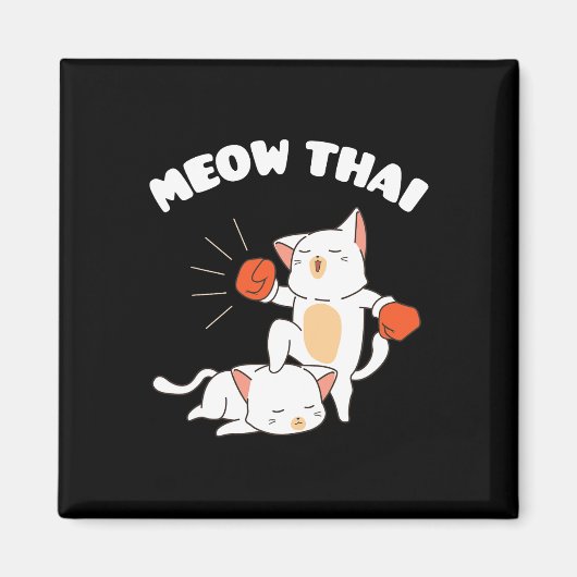 Aimant Funny Muay Thai Cats Thai Boxe Thai Fighter Cadeau (Devant)