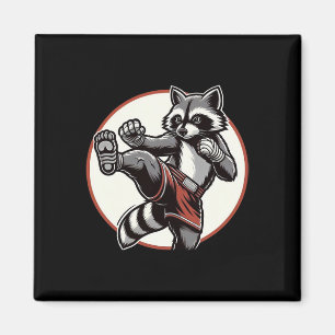 Aimant Funny Muay Thai Raccoon Thai Boxe Arts martiaux