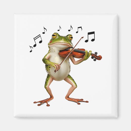 Aimant Funny Musician Violinist Cute Frog Playing Violin  (Devant)