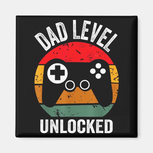 Aimant Funny New Dad Shirt Dad Level Unlocked Tee Shirt G (Devant)