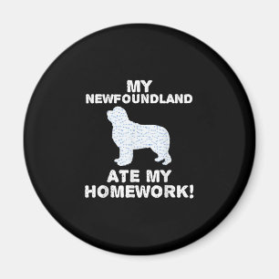 Aimant Funny Newfie Mon Terre-Neuve a mangé mes devoirs