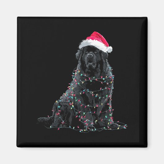 Aimant Funny Newfoundland Christmas Graphic Dog Lights Lo (Devant)