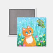 Aimant Funny Orange Tabby Papillon de chat Créationarts (Recto/Verso)