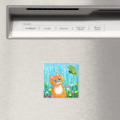 Aimant Funny Orange Tabby Papillon de chat Créationarts (In Situ (Lave-vaisselle))