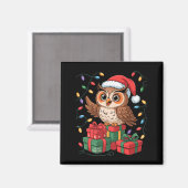 Aimant Funny Owl Santa Hat Animals Lovers Ugly Christmas (Recto/Verso)
