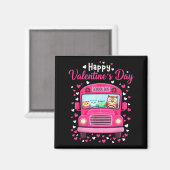 Aimant Funny owls school bus driver happy valentines day (Recto/Verso)