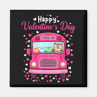 Aimant Funny owls school bus driver happy valentines day