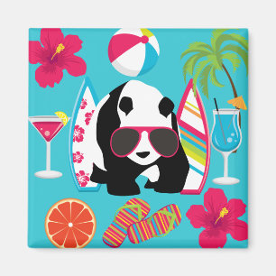 Aimant Funny Panda Bear Beach Bum Cool Lunettes de soleil