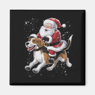Aimant Funny Père Noël équitation Chien Beagle Noël Pour