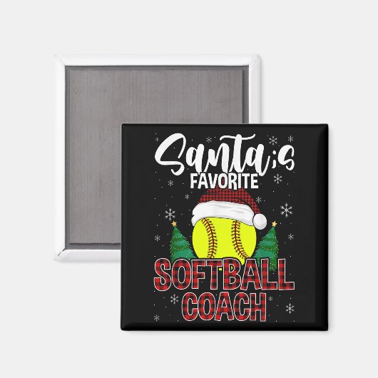 Aimant Funny Père Noël Favori Coach Softball Pl de Noël (Recto/Verso)