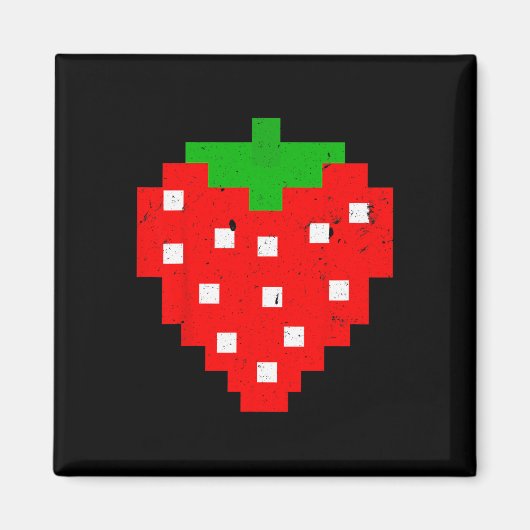 Aimant Funny Pixel Strawberry 80s Video Game Costume (Devant)