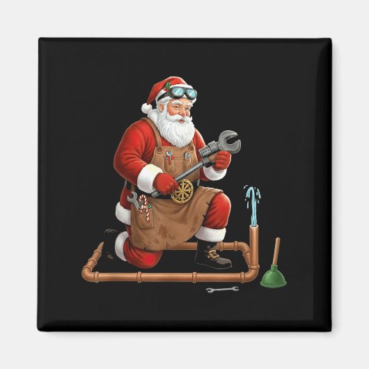 Aimant Funny Plumber Santa Christmas Graphic  (Devant)