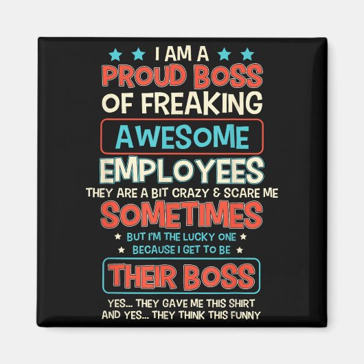 Aimant Funny Proud Boss Employee Appreciation Office Men  (Devant)