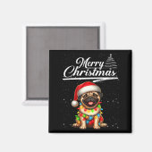 Aimant Funny Pug Dog Christmas Lights Santa Hat Candy Can (Recto/Verso)