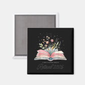 Aimant Funny Quote New Chapter Begins Retired 2025 Floral (Recto/Verso)